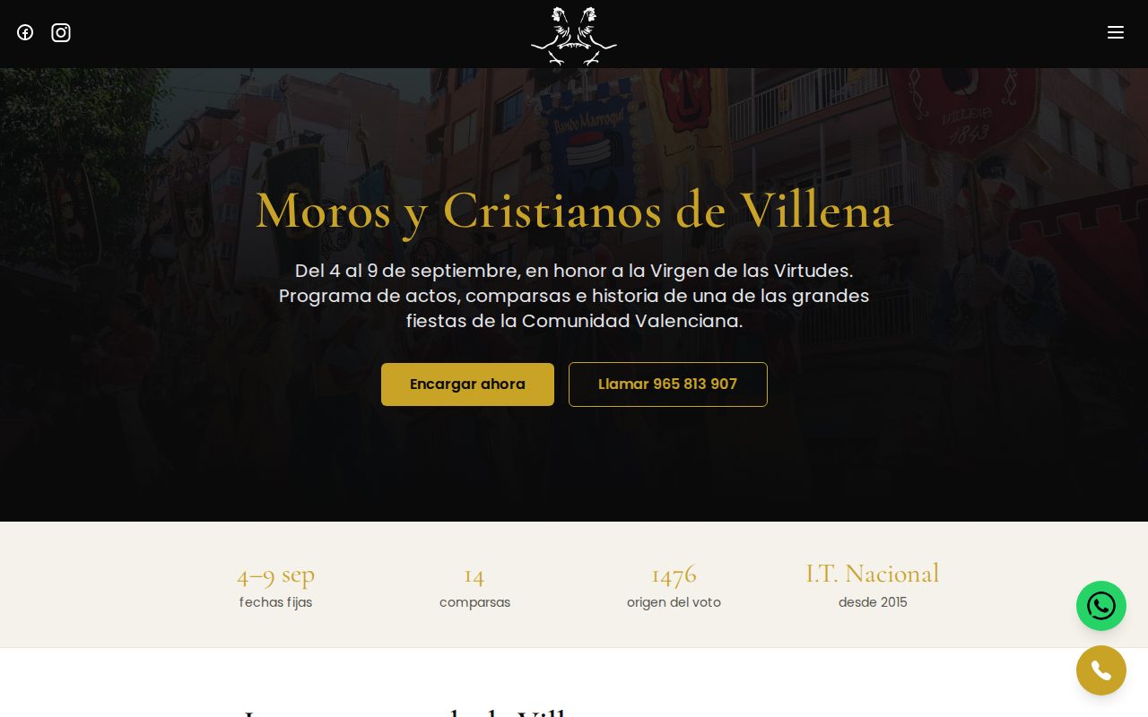 Programa de Moros y Cristianos, con los actos ratificados y su fuente oficial.