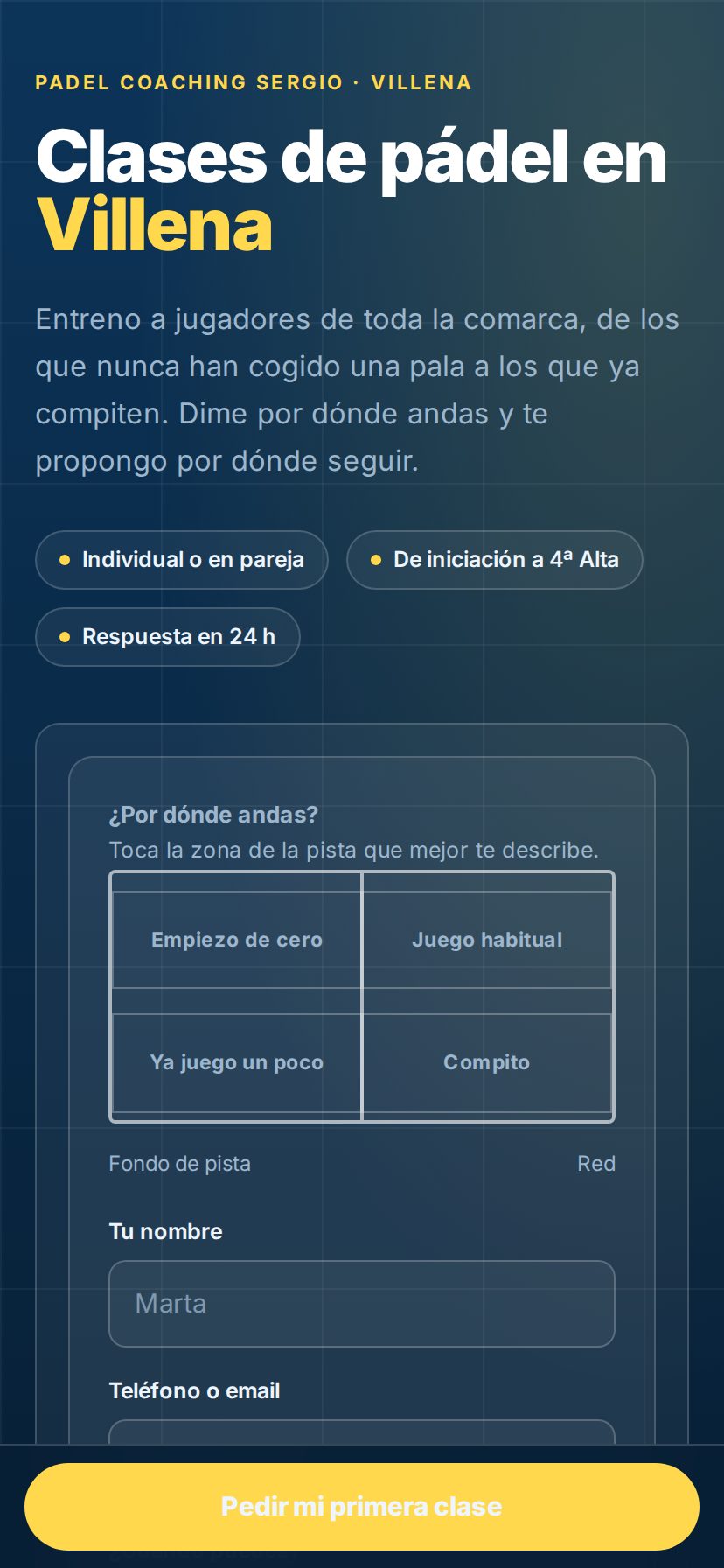 Versión móvil de la portada.