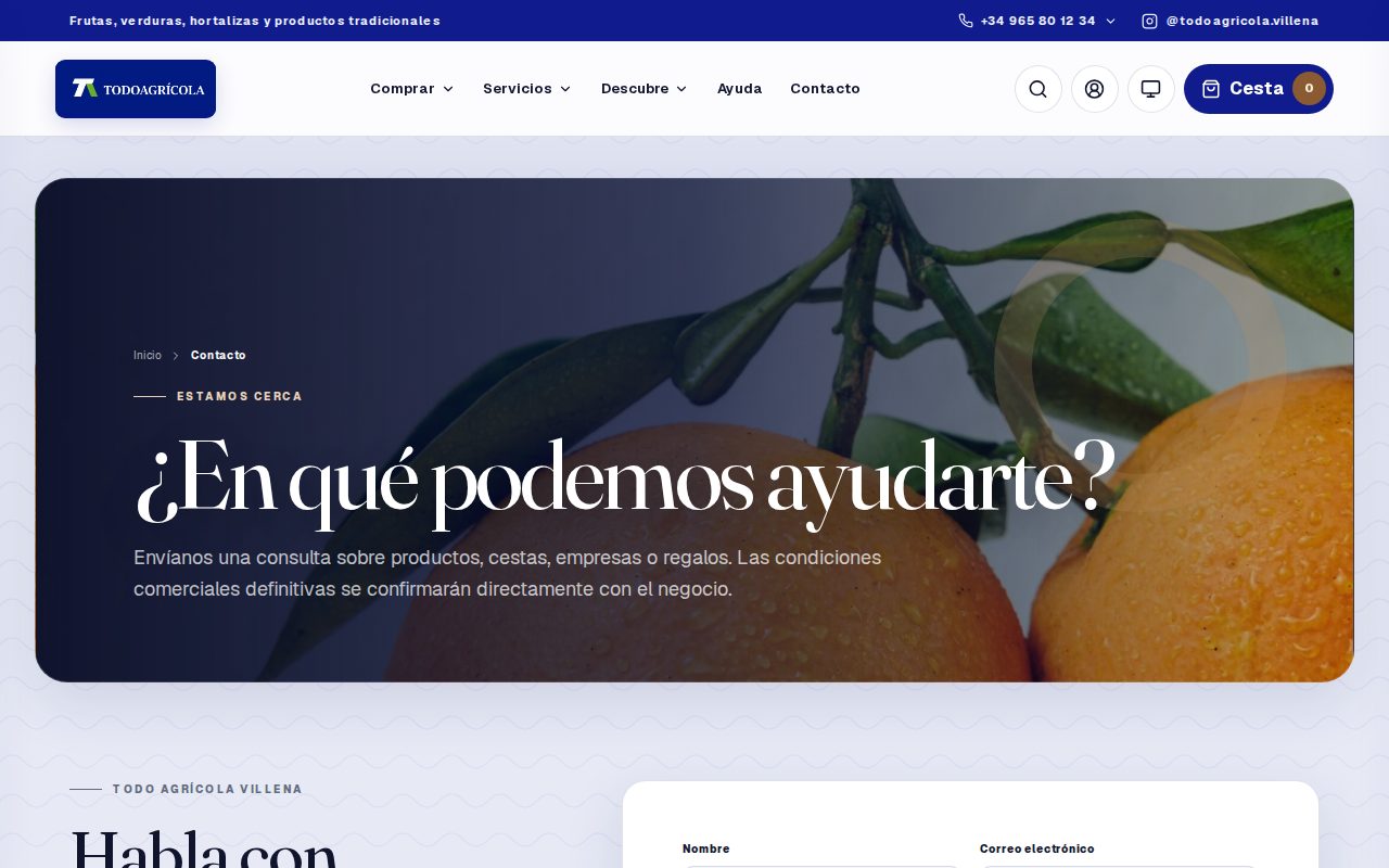 Contacto directo con la tienda.