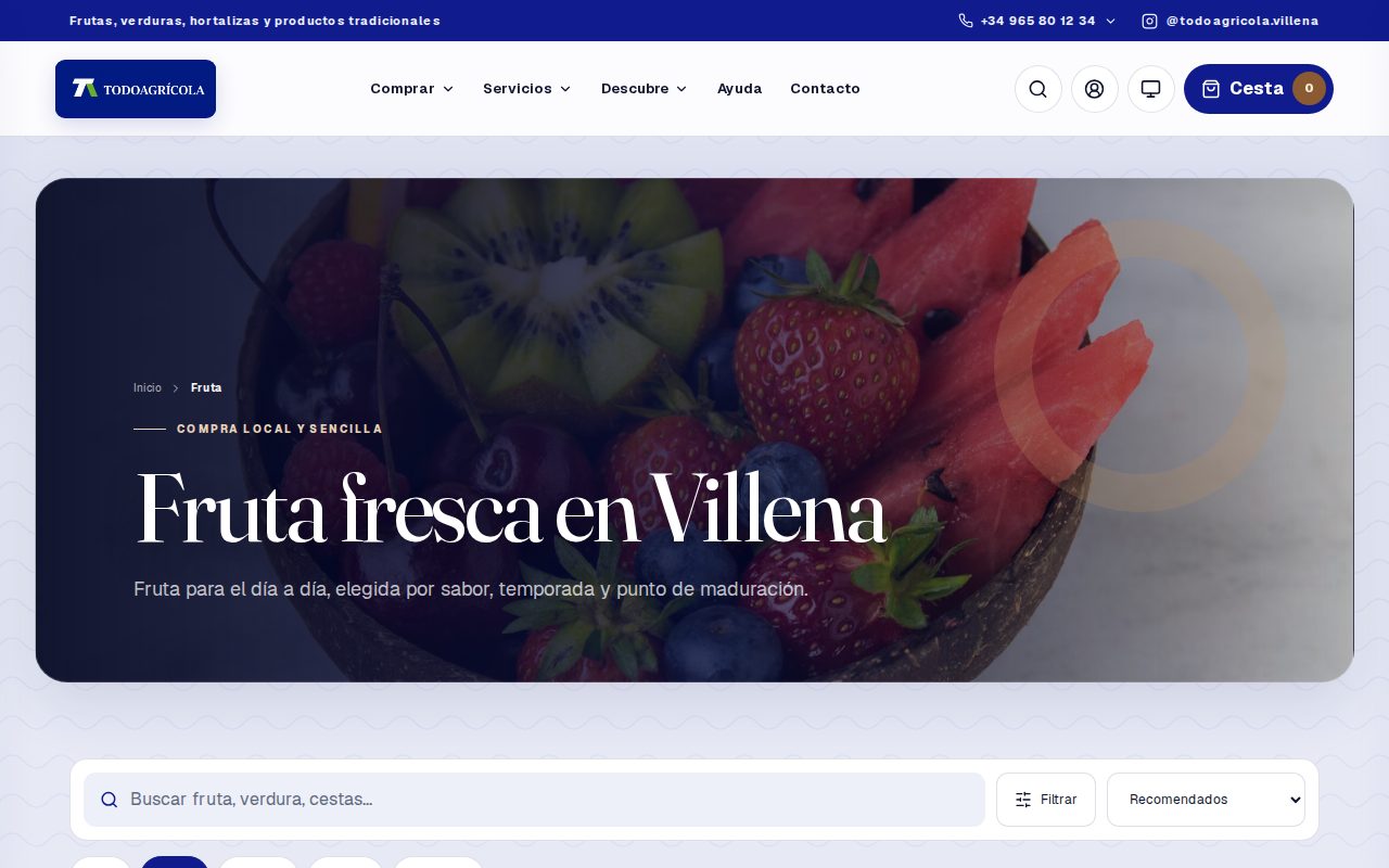 Catálogo de fruta, con el producto de temporada por delante.